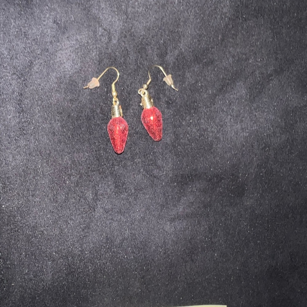 Red Holiday Christmas Light Earrings
